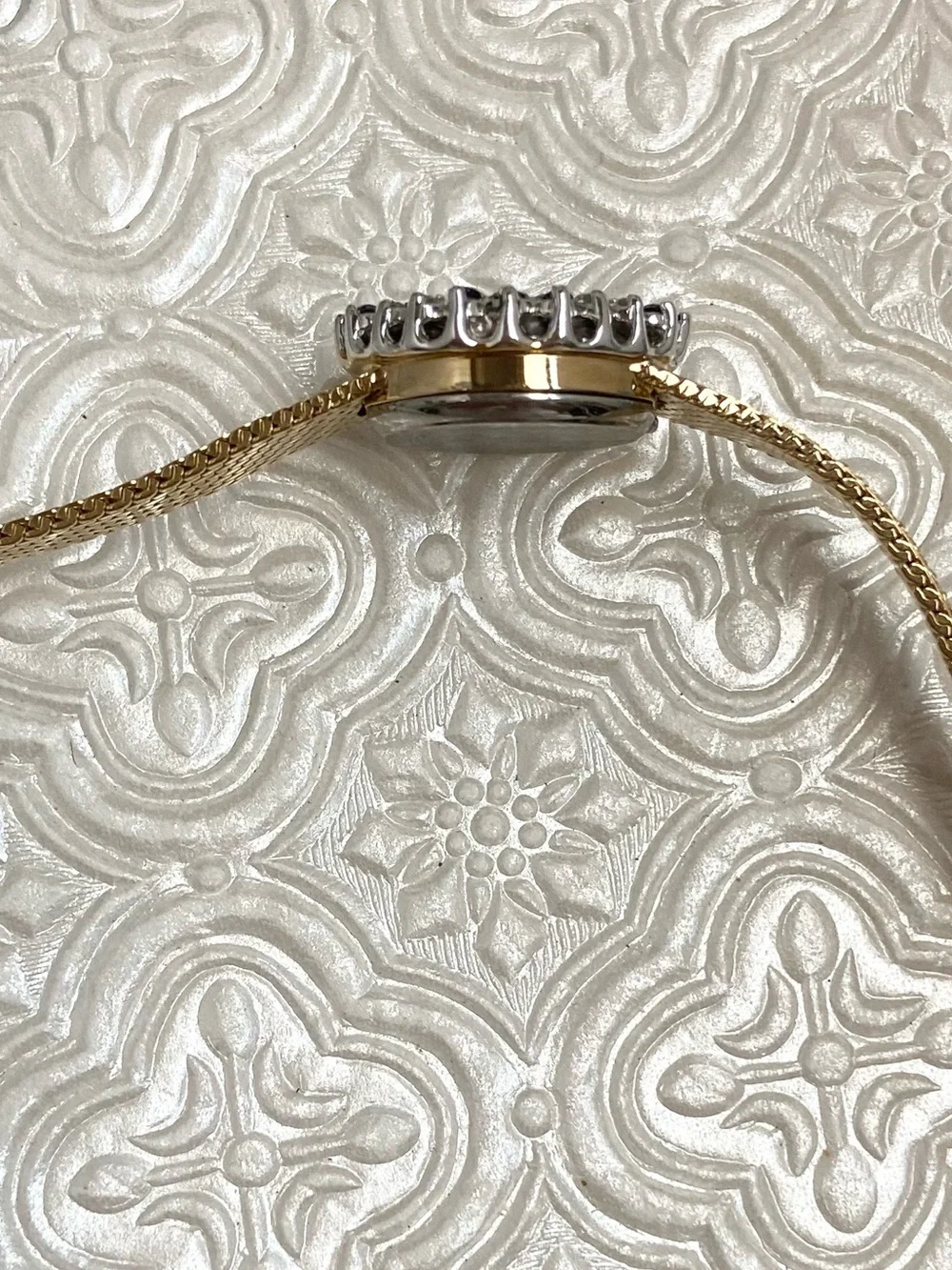Vintage Topaz Diamond and Sapphire Accented Bezel Dainty Cocktail Watch